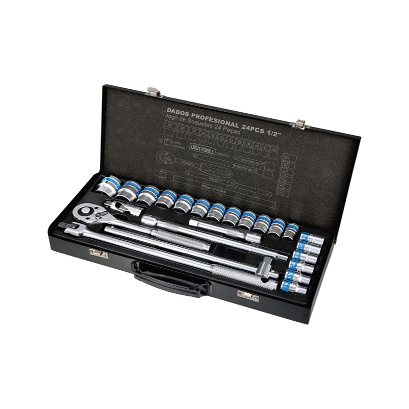 Coffret de Douilles 1/2" 24 Pièces (10-32mm) Boîte Métal