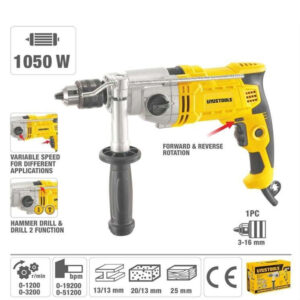 Perceuse à Percussion Électrique 1050W 2 Vitesses Mandrin 13mm