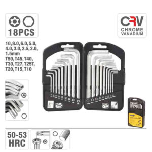 Jeu de 18 Clés Mâles Mixtes : 6 Pans (Allen) et Torx