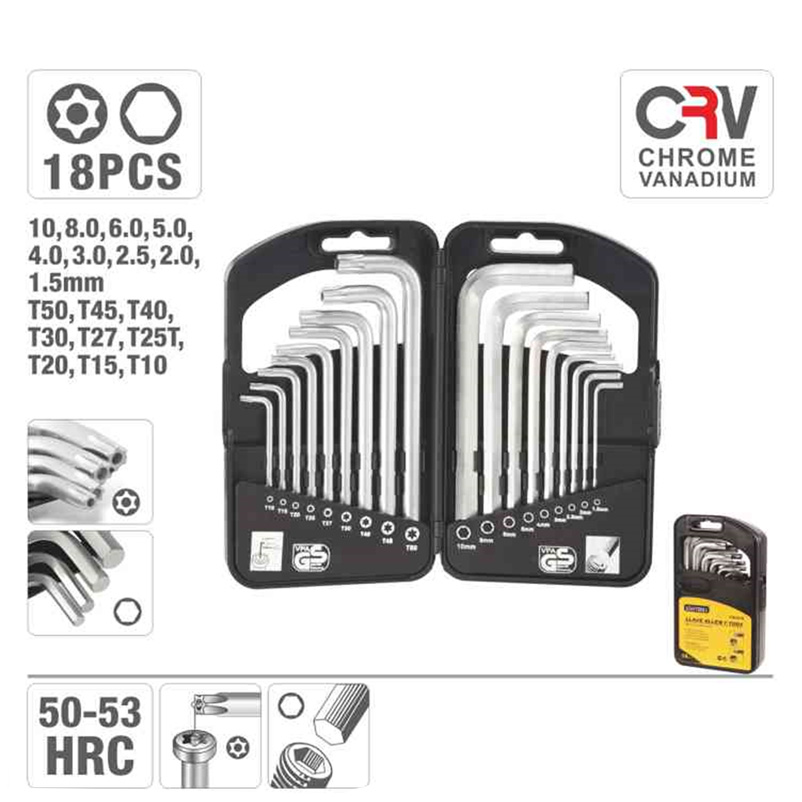 Jeu de 18 Clés Mâles Mixtes : 6 Pans (Allen) et Torx